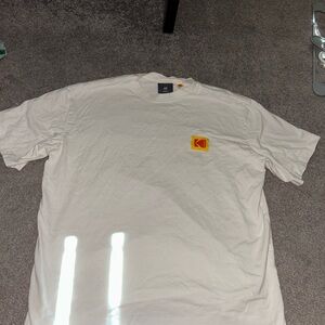 H&M Cream T-Shirt with Red Logo Patch